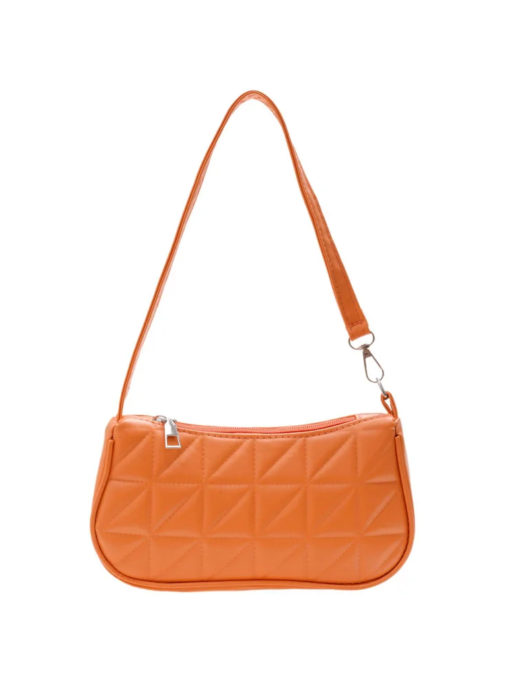 Retro Women Embossed Geometric PU Underarm Shoulder Bag Handbags (Orange)