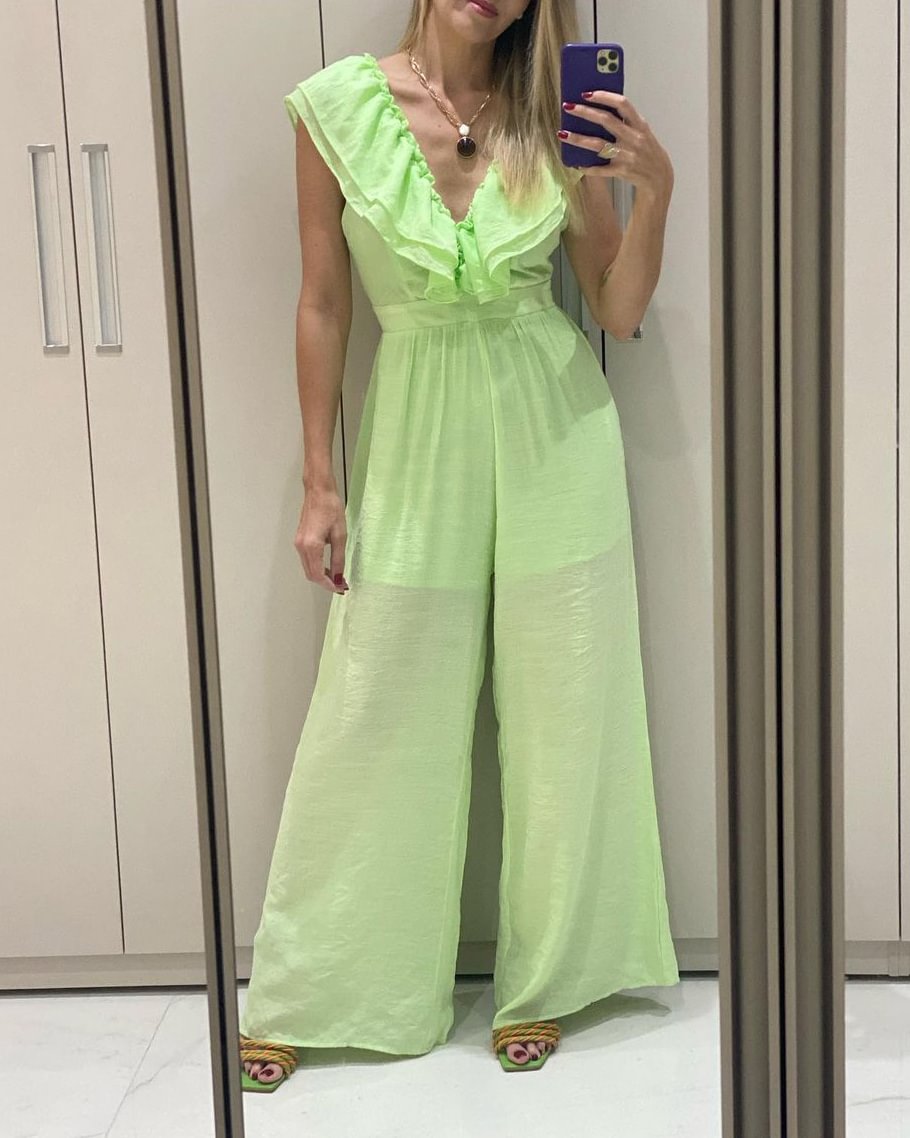 double layer ruffle jumpsuit