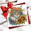 uk.everydayedeals 6Pcs DIY Diamond Painting Greeting Card - Flower Cat