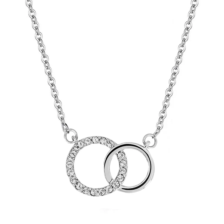 For Daughter - S925 Mother & Daughter Forever Linked Together Double Circle Necklace