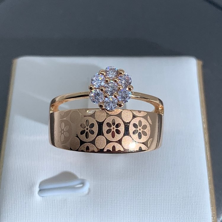 YOY-Shiny Clear Zircon Rose Gold Ring