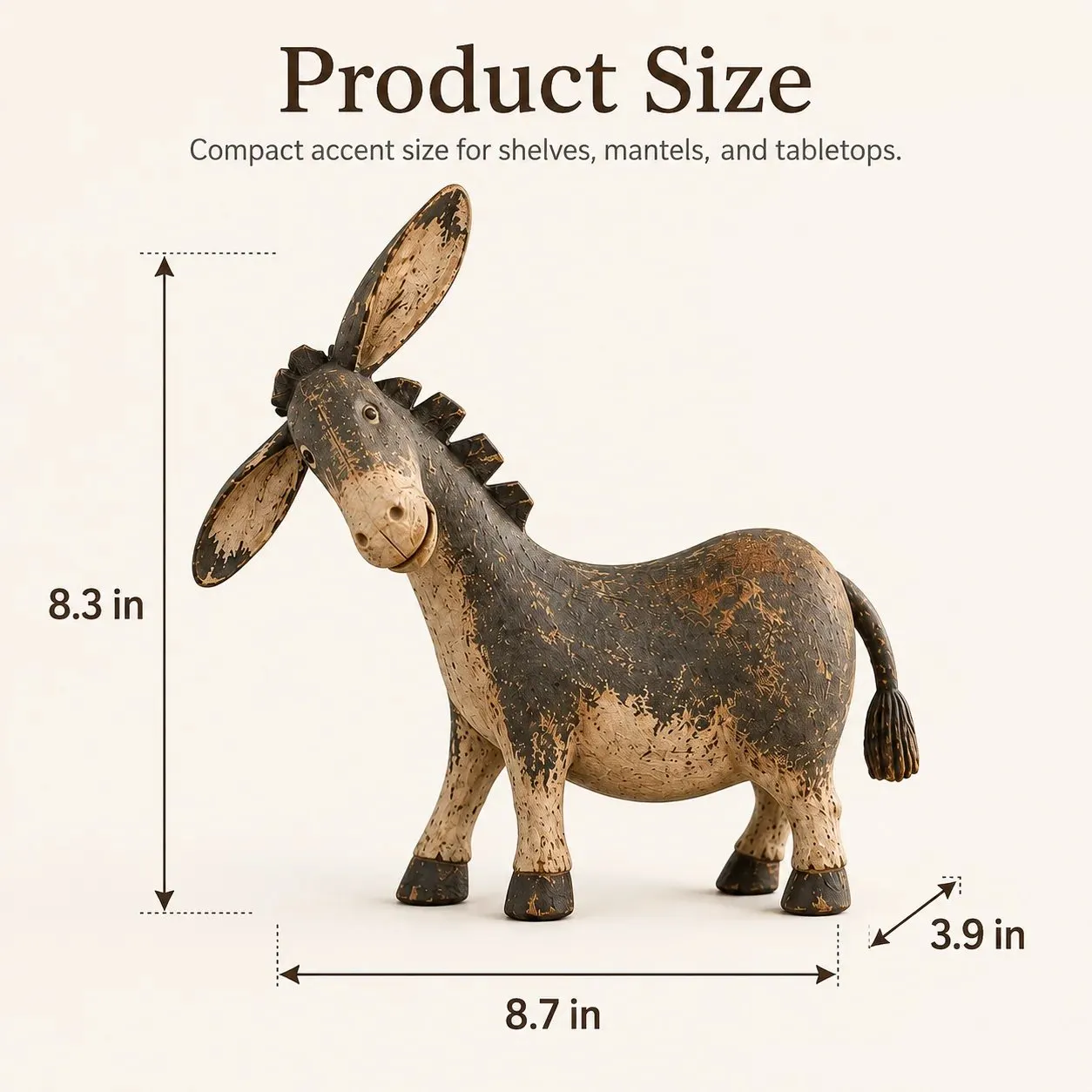 Rustic donkey figurine dimensions