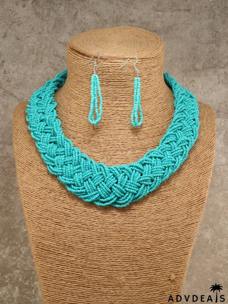 Bead Decor Necklace & Drop Earrings