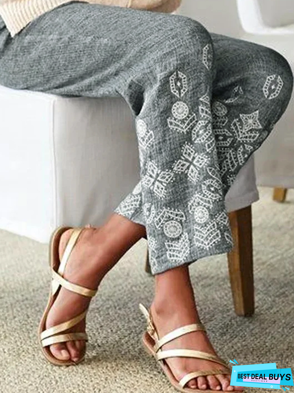 Loose Cotton Floral Casual Pants