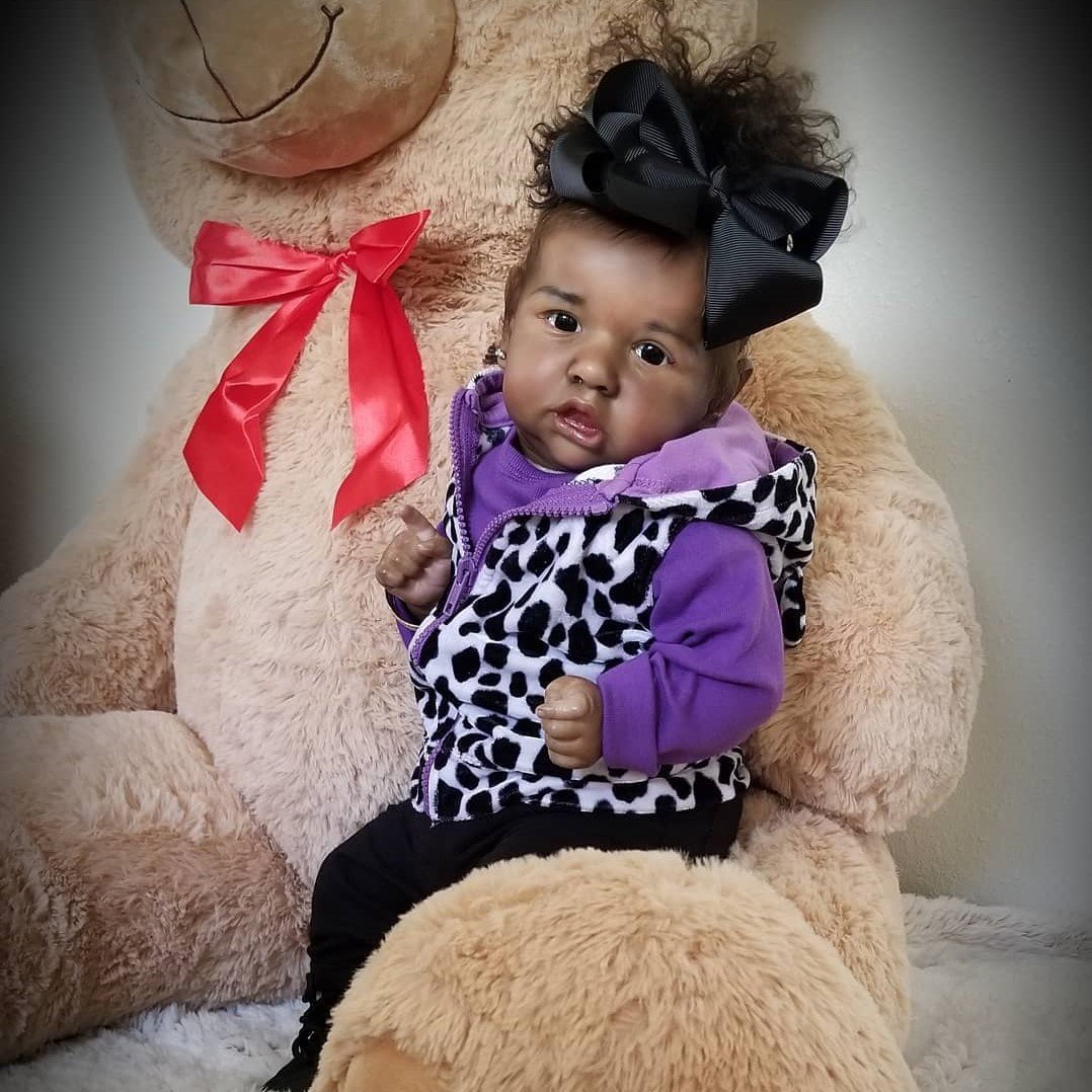 African American 20'' Black Reborn Baby Doll Girl Kimberly 2023, Hand-painted, Reborn Collectible Baby -Creativegiftss® - [product_tag] Creativegiftss.com