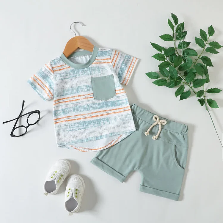 Baby Boy Striped Tee and Shorts Set