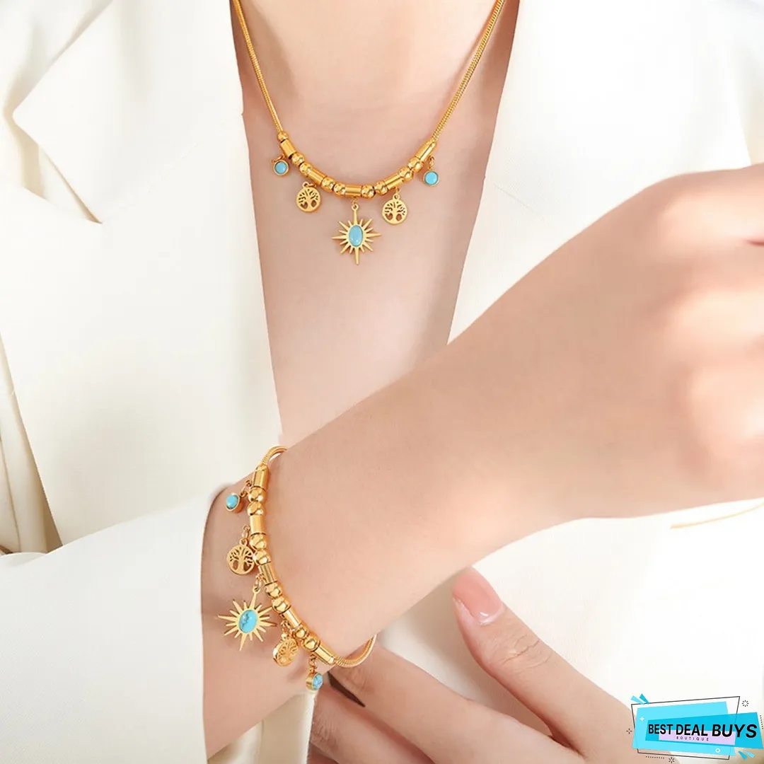 Gold-Plated Titanium Steel Charm Bracelet