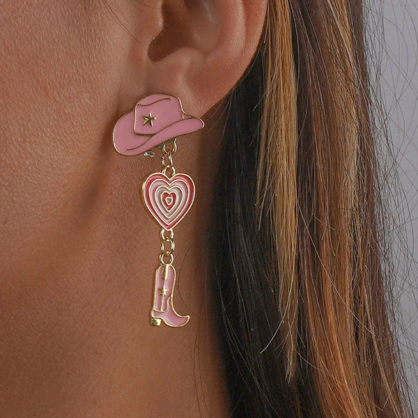 Heart & Cowboy Multi-layer Drop Cute Earrings