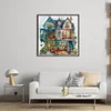 Blue Flower House-14CT Stamped Cross Stitch 50*50cm/19.69*19.69in