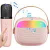 Mini Karaoke Machine Portable BT 5.3 Speaker with 2 Wireless Microphone(Blue)