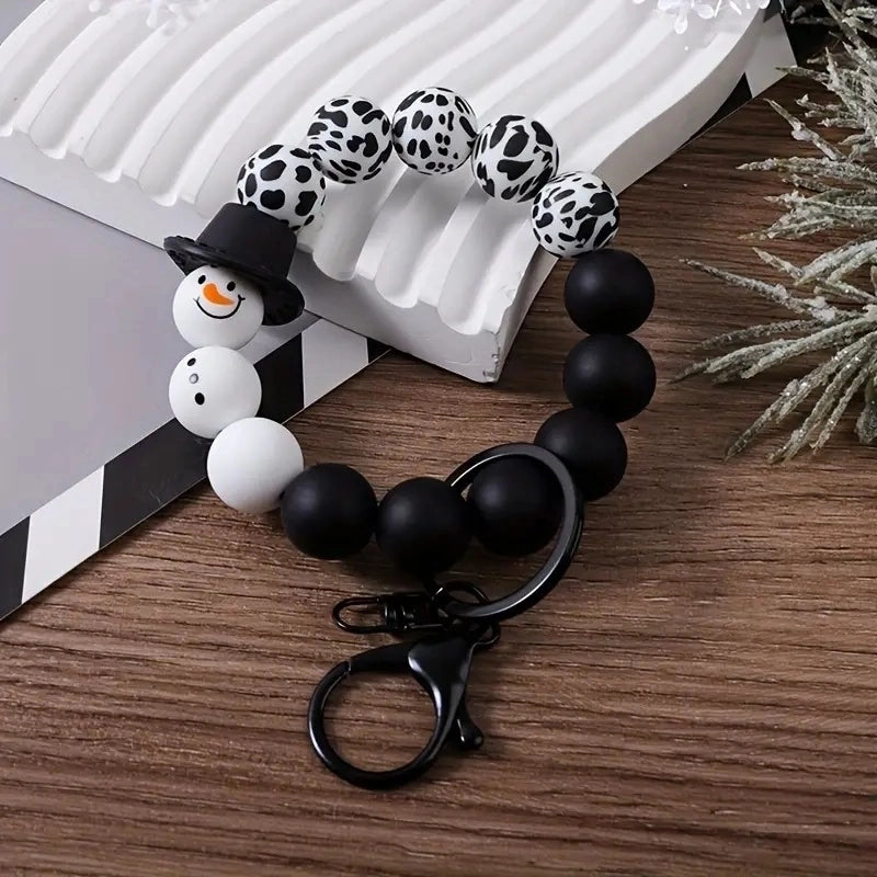 Cartoon Style Cartoon Snowman Alloy Silica Gel Beaded Christmas Bracelets Keychain