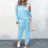 Women's 2 Piece Outfit Active Long Sleeve Sweatshirt Jogger Pants Tracksuit Set