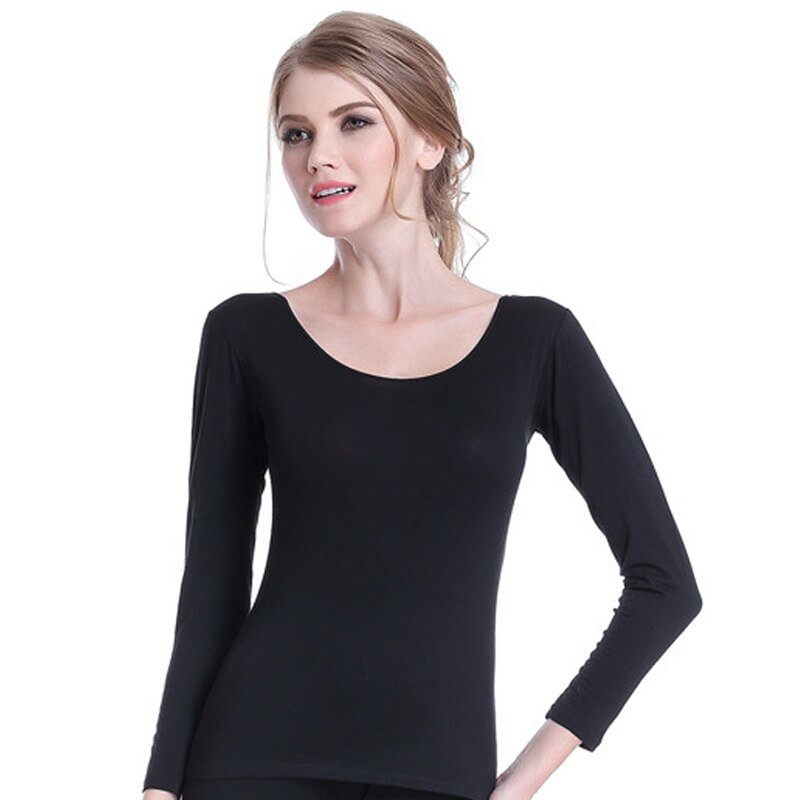 Thermal Underwear Women O-Neck Thin Slim Cotton Simple Womens High Elasticity and Quality All-match Soft Comfortable Solid Chic