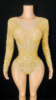 TAAFO Women Clothing Jumpsuit Shiny Diamonds Sparkling Stretchy Mesh Bodysuit Stage Dance Wear For Performance