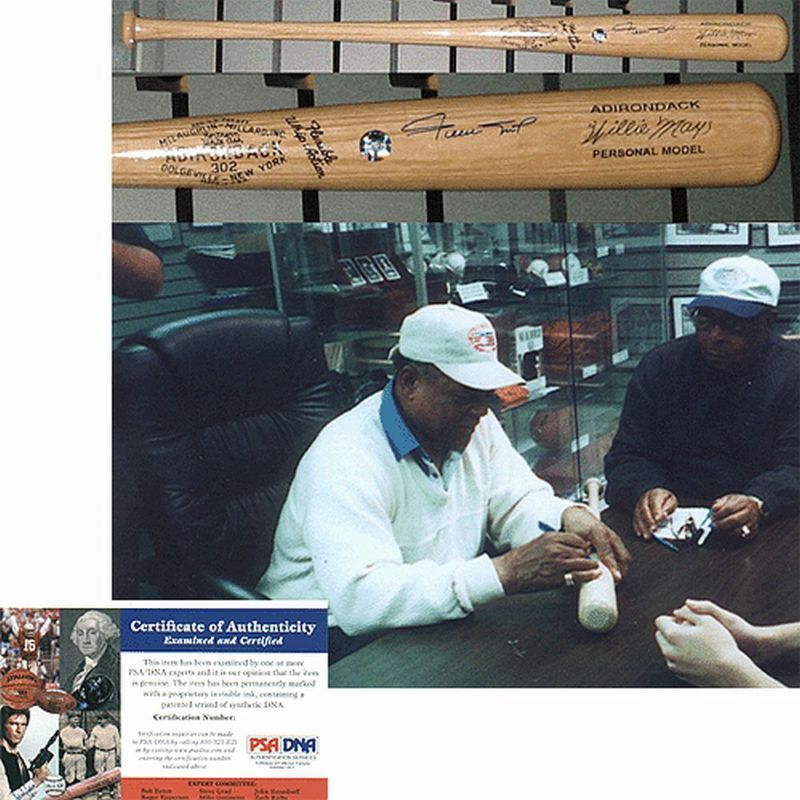 WILLIE MAYS AUTOGRAPHED SIGNED ADIRONDACK BAT PSA+MAYS HOLO COA + Photo Poster painting