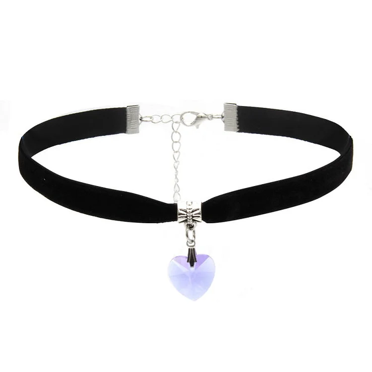 Heart Crystal Pendant Velvet Choker - Gotamochi Kawaii Shop, Kawaii Clothes