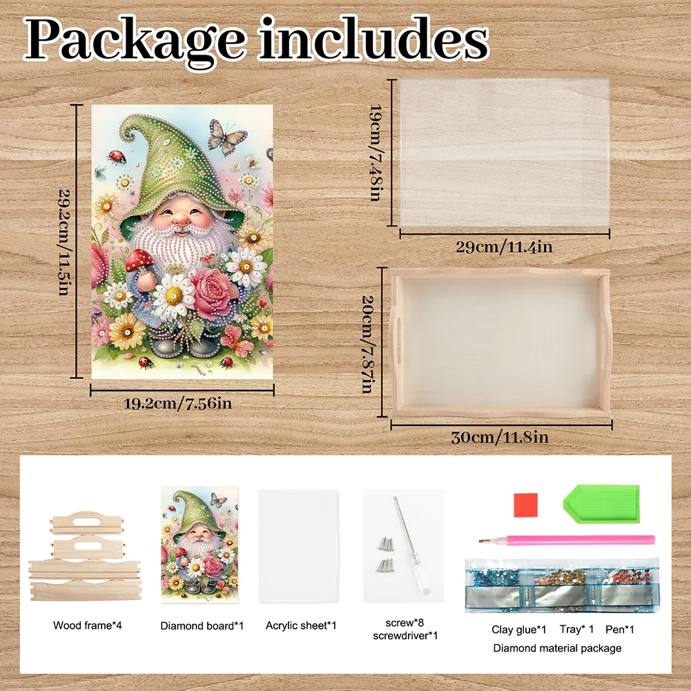 5D DIY Wooden Goblin Diamond Painting Tray Art Craft with Handle for Home Decoration