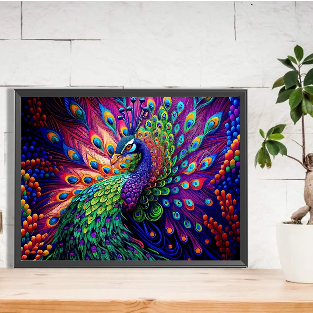 Partial AB Diamond Painting - Full Square Drill - Peacock(Canvas|45*35cm)