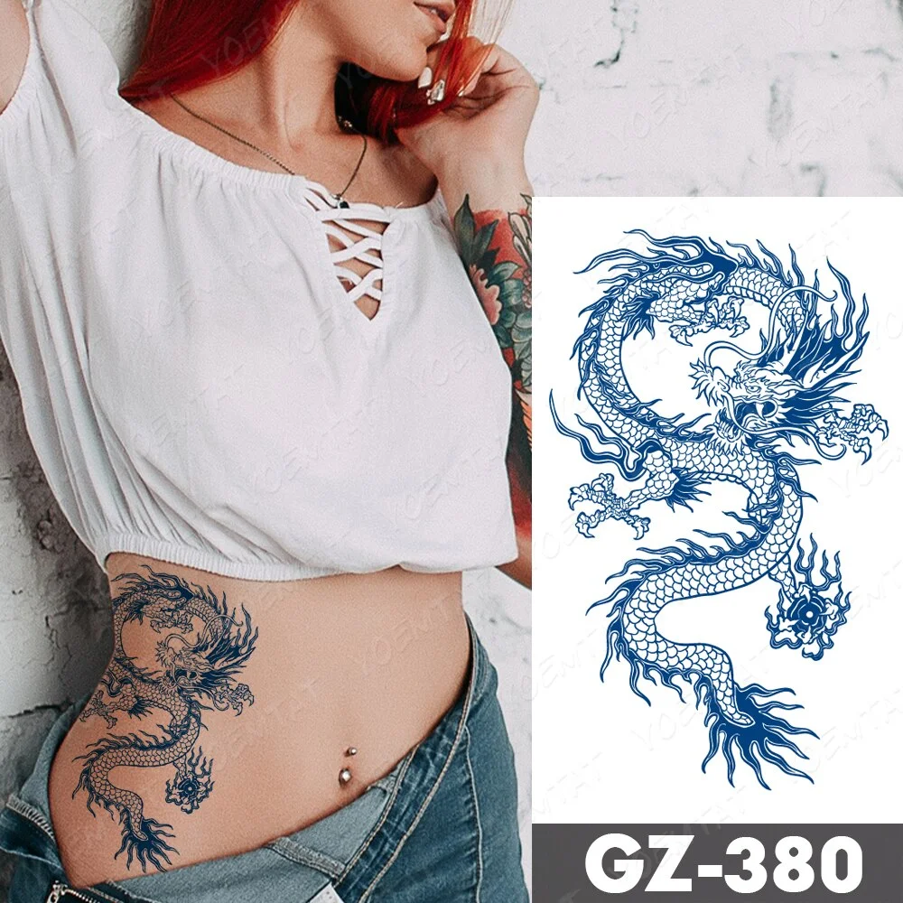 Sdrawing Juice Lasting Ink Waterproof Temporary Tattoo Sticker Genipin Herbal Tatoo Women Body Art Fake Tatto Snake Flower