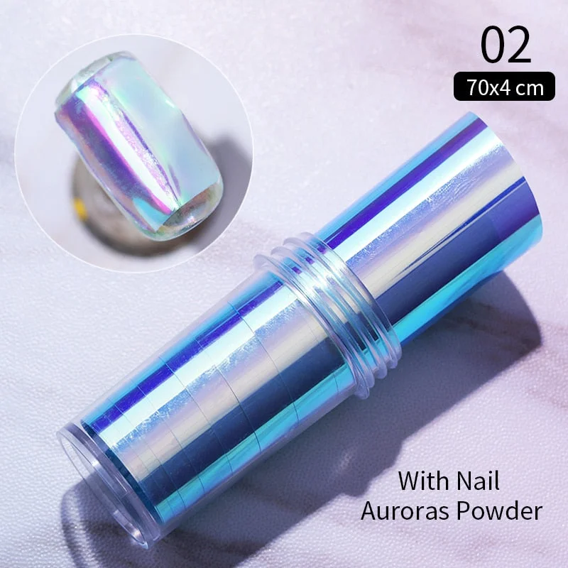 Sparkly Nail Aurora Foils Colorful Transfer Stickers Cellophane Mirror Stickers Sliders Wrap Paper Nail Art Decoration-Nail Inspo