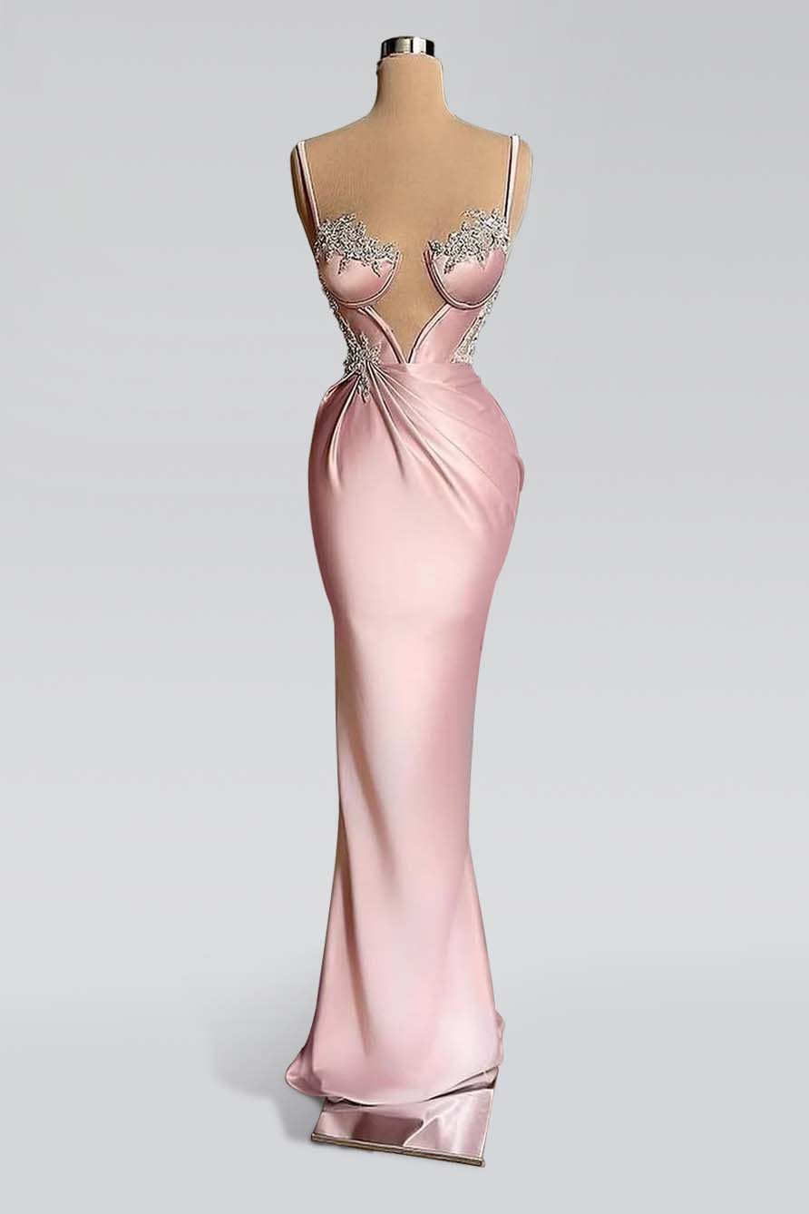  Pink Beautiful Prom Dress Spaghetti Strap with Beadings ED0583