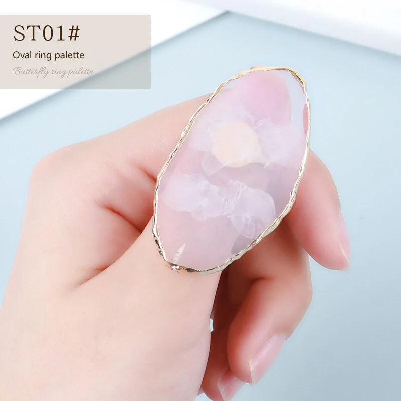 1 Pcs Resin Stone Color nail art Ring Palette Finger Ring Plate Acrylic UV Gel Polish Cream Foundation Mixing Nail Art Equipment