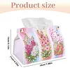 DIY PU Diamond Painting Tissue Box Kit Desktop Tissue Holder with Rhinestone Diamond Desk Decorative Tissue Box for Adults Desktop Storage Organizer (flowers)