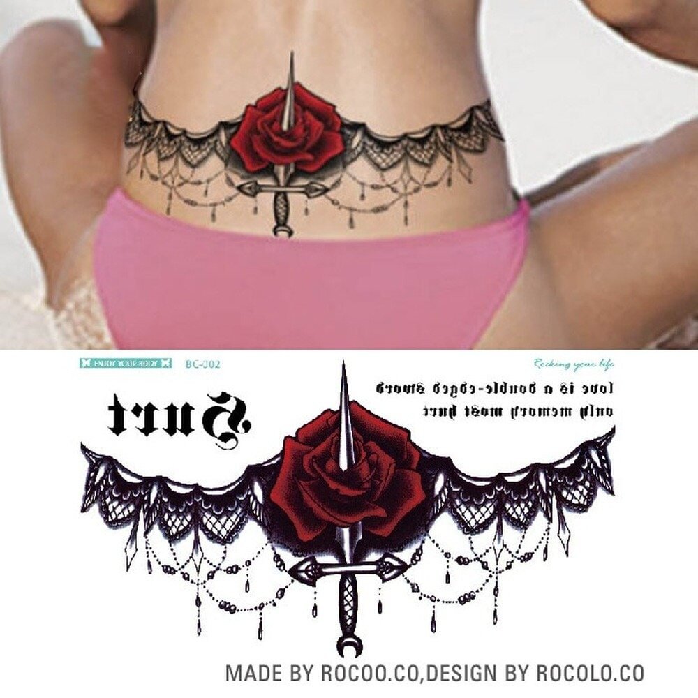 Gingf Style Tattoos Stickers Breastbone Tatto Stickers Sexy Chest Waterproof Temporary Tatoos Fake Tattoo for Woman Body Art