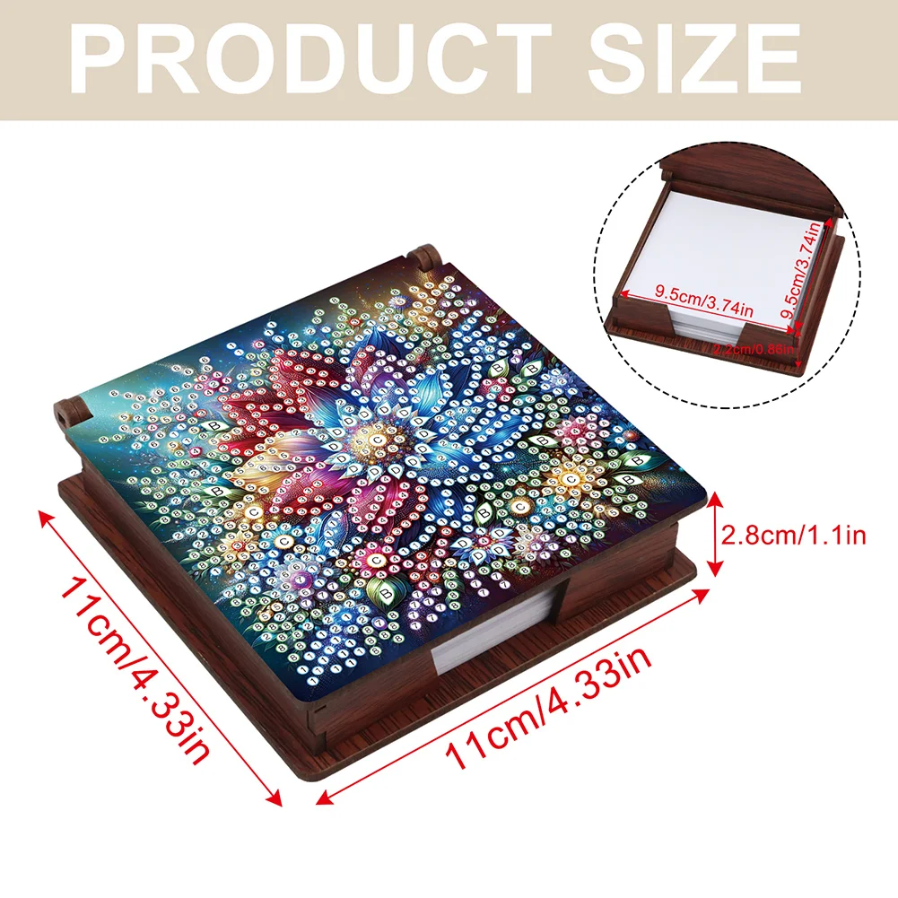 Wood Flower Diamond Painting Memo Pad Holder Mosaic Kit for Home Office
