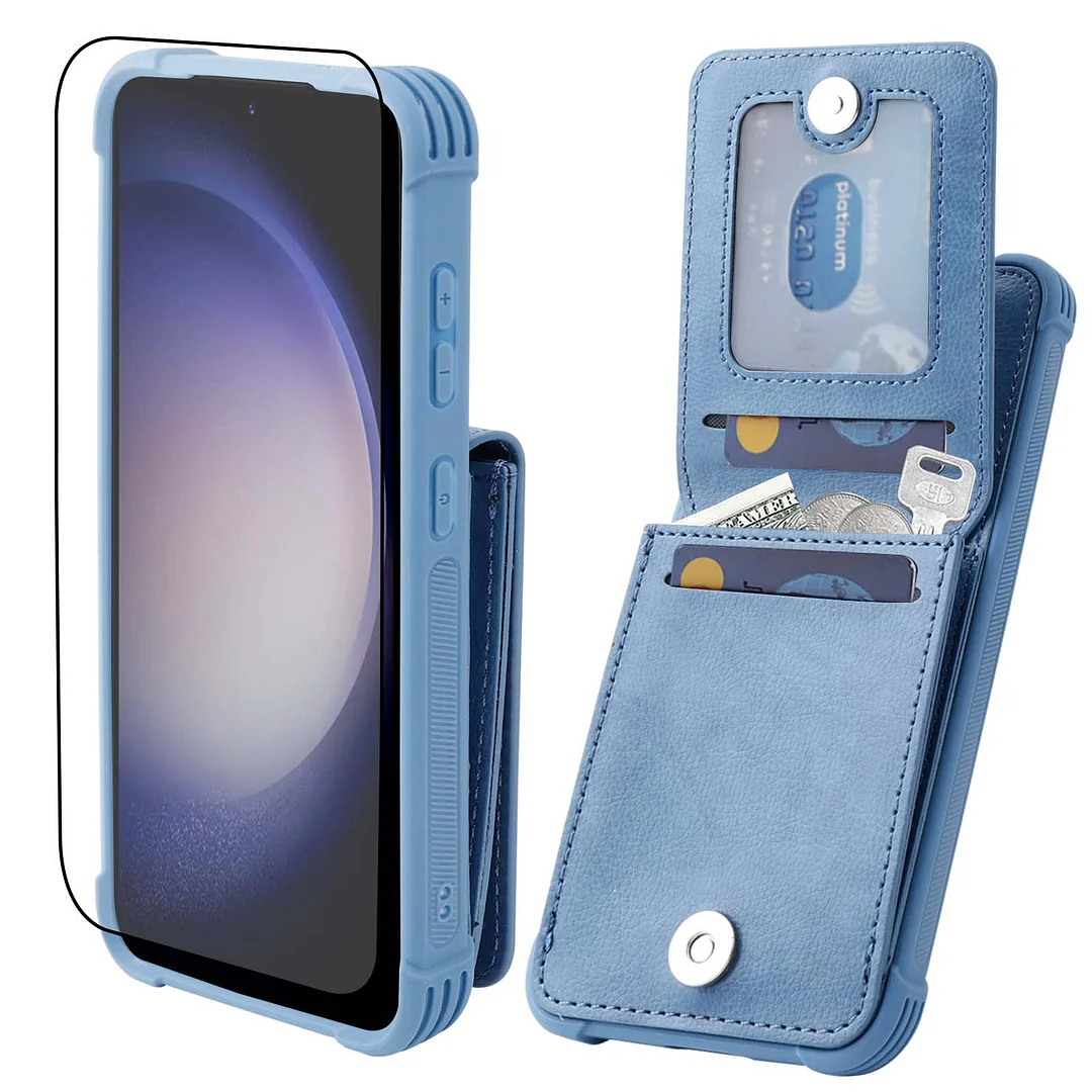 VANAVAGY Wallet Case Compatible for Galaxy S24 5G with Credit Card Holder and Coin Pocket