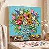 Framed Sunflower Blue Vase -  DIY Button Art Painting Kit for Creativity DIY Pearl Dot Crafts for Gift Home Wall Decor 30*30CM