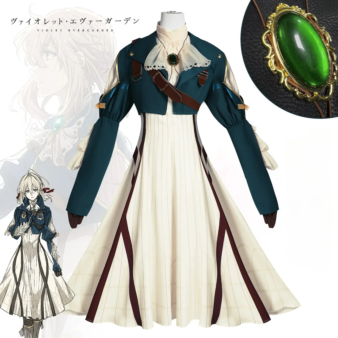 Wetrose] Violet Evergarden SSR Cosplay Costume Vi Leidenschaftlich's Maid  Soldier Maiden Dress Outfit Anime Halloween Set Wig