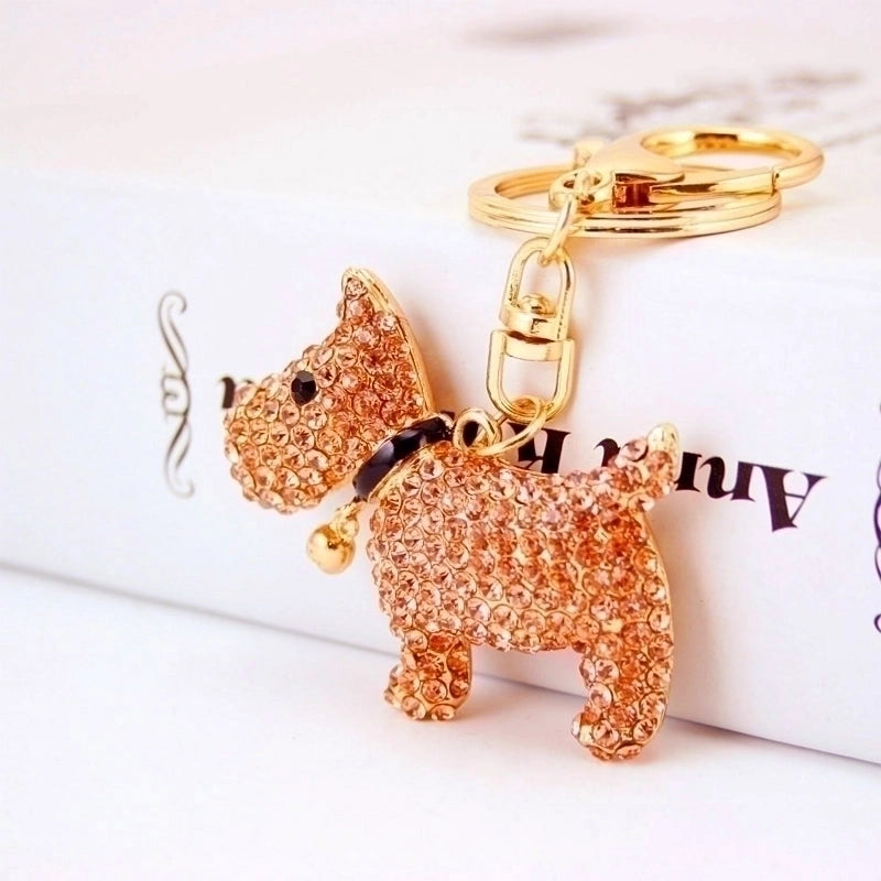 Creative Cute Diamond Bell Puppy Zodiac Dog Key Chain