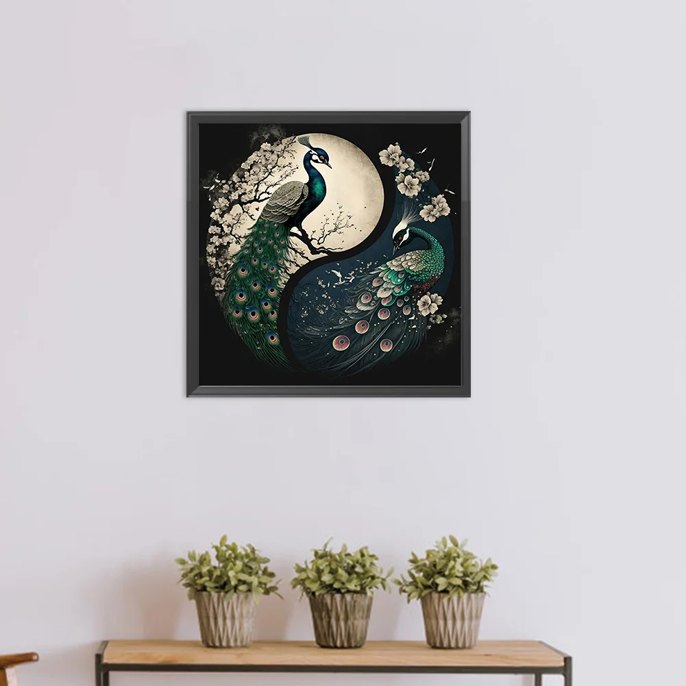 DIY Paint By Number 40*40cm - Yin Yang Peacock