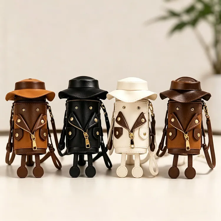 Cute Mini Robot Crossbody Bag for Women &ndash; Unique Cylindrical Shoulder Purse with Studded Details, Adjustable Strap & Novelty Design