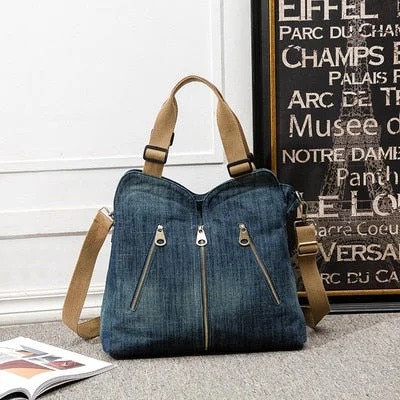 Causal Women big tote Bags Denim Ladies Handbag and purses Large capacity Travel Shoulder Bags Jeans Designer Female Bolsa blue