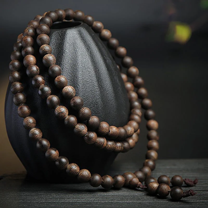 108 Mala Beads Agarwood Peace Strength Calm Bracelet