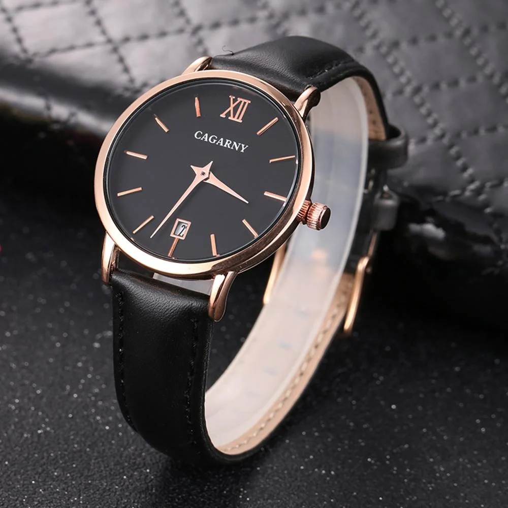 CAGARNY 6879 Fashion imported Quartz Wrist Watch with Leather Band 