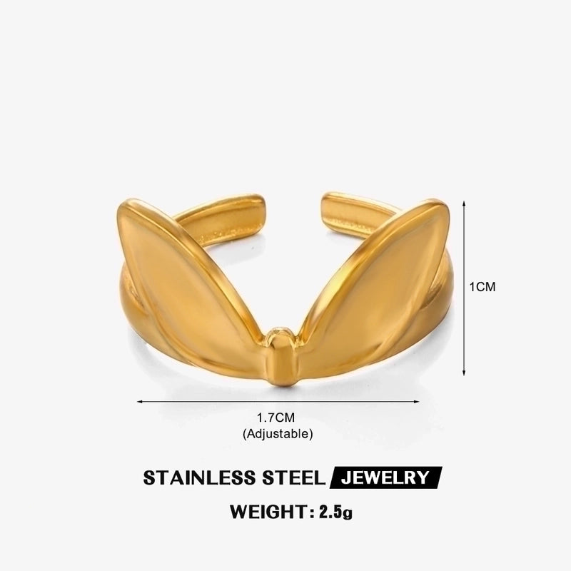 304 Stainless Steel 18K Gold Plated IG Style Plating Heart Shape Butterfly Open Rings