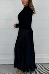 Women's Elegant Solid Color Long Sleeve Jumper & Pleated Bottom Dress