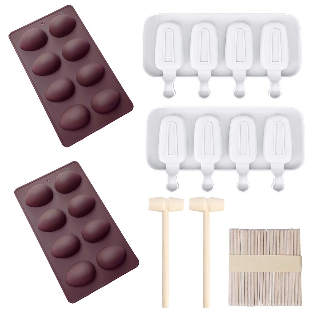 

Silicone Easter Egg Shaped Chocolate Molds + Ice Pop Popsicle Moulds Set, 501 Original