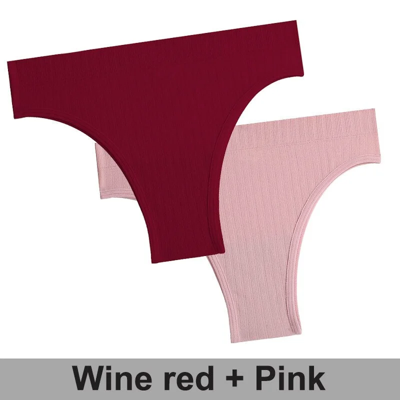 2PCS/Set Women Panties Seamless Underwear Female Lingerie Solid Color Sexy Brazillian Panties Woman's Underpants Intimate Pantys