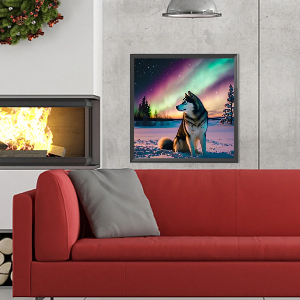 Diamond Painting - Full Round Drill - Aurora Snow Wolf(Canvas|40*40cm)