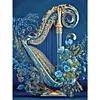 5D DIY Full Round Drill Diamond Painting Flowers And Harp Art Craft 30x40cm