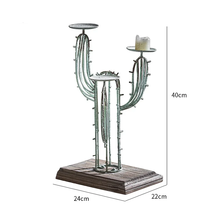 Olivenorma Cactus Wrought Iron Table Decoration Candle Holder