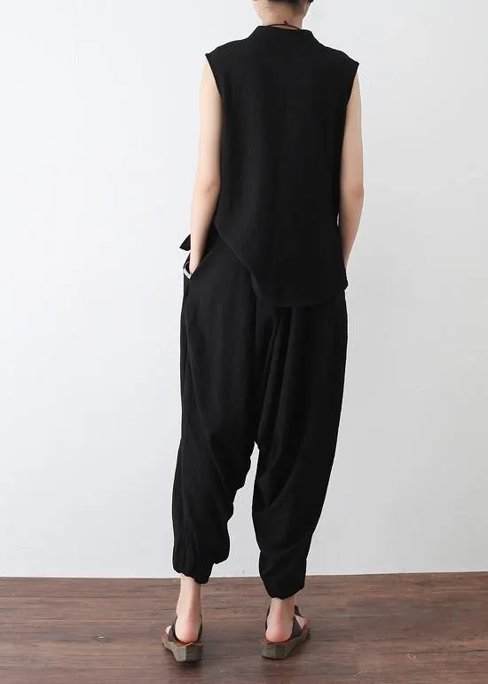 summer new sleeveless pullover tops with elastic waist pants