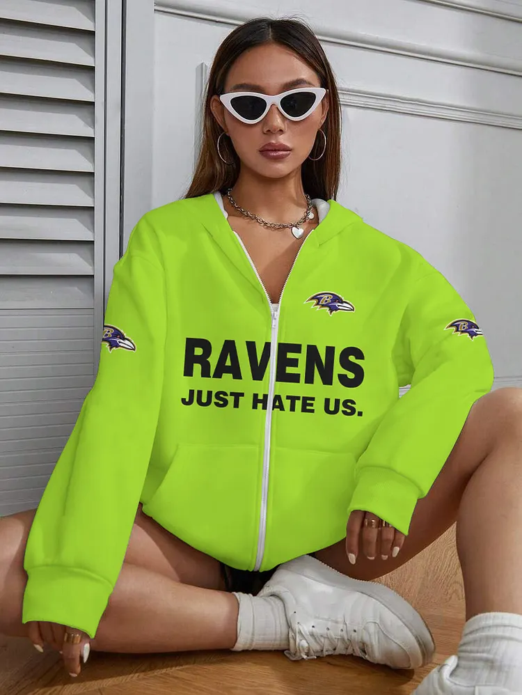 Baltimore Ravens Design Limidted 3D   Printed Zipper Pocket Pullover Hoodie