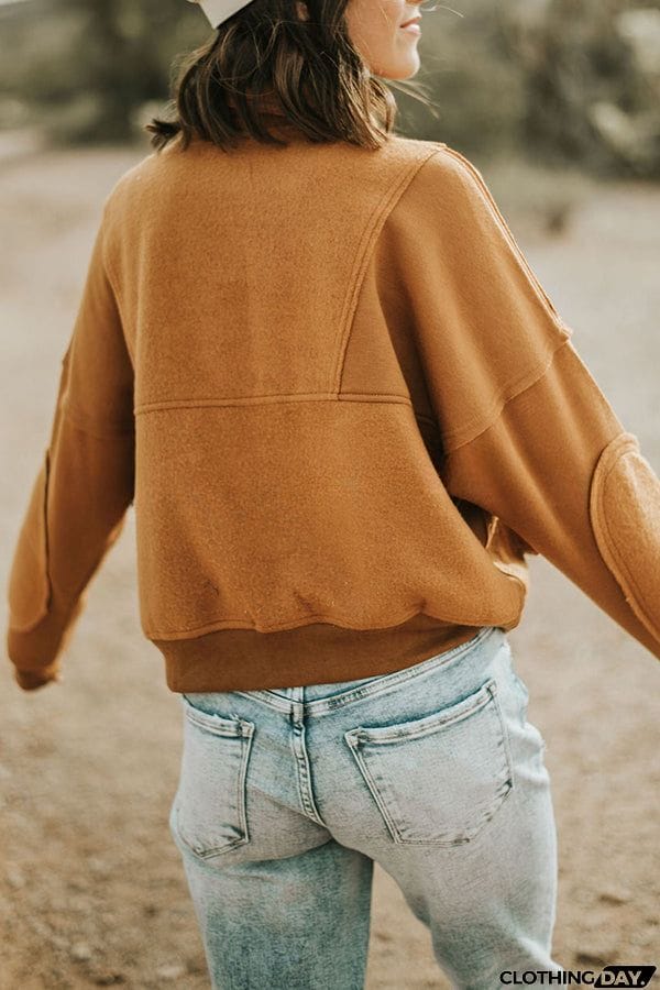 Pocket Zip Pullover Long Sleeve Sweatshirt