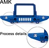 AMK Aluminum Alloy RC Crawler Car Front Rear Bumper with Tow Hook Winch Base for 1/6 SCX6 Jeep JLU Wrangler 4WD Upgrade Parts-2 in 1 Blue (2 in 1 Blue)