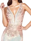Sequined Color-Block Sleeveless Evening Maxi Dress